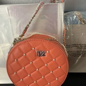 Badgley Mischka Orange Quilted Mini Bag